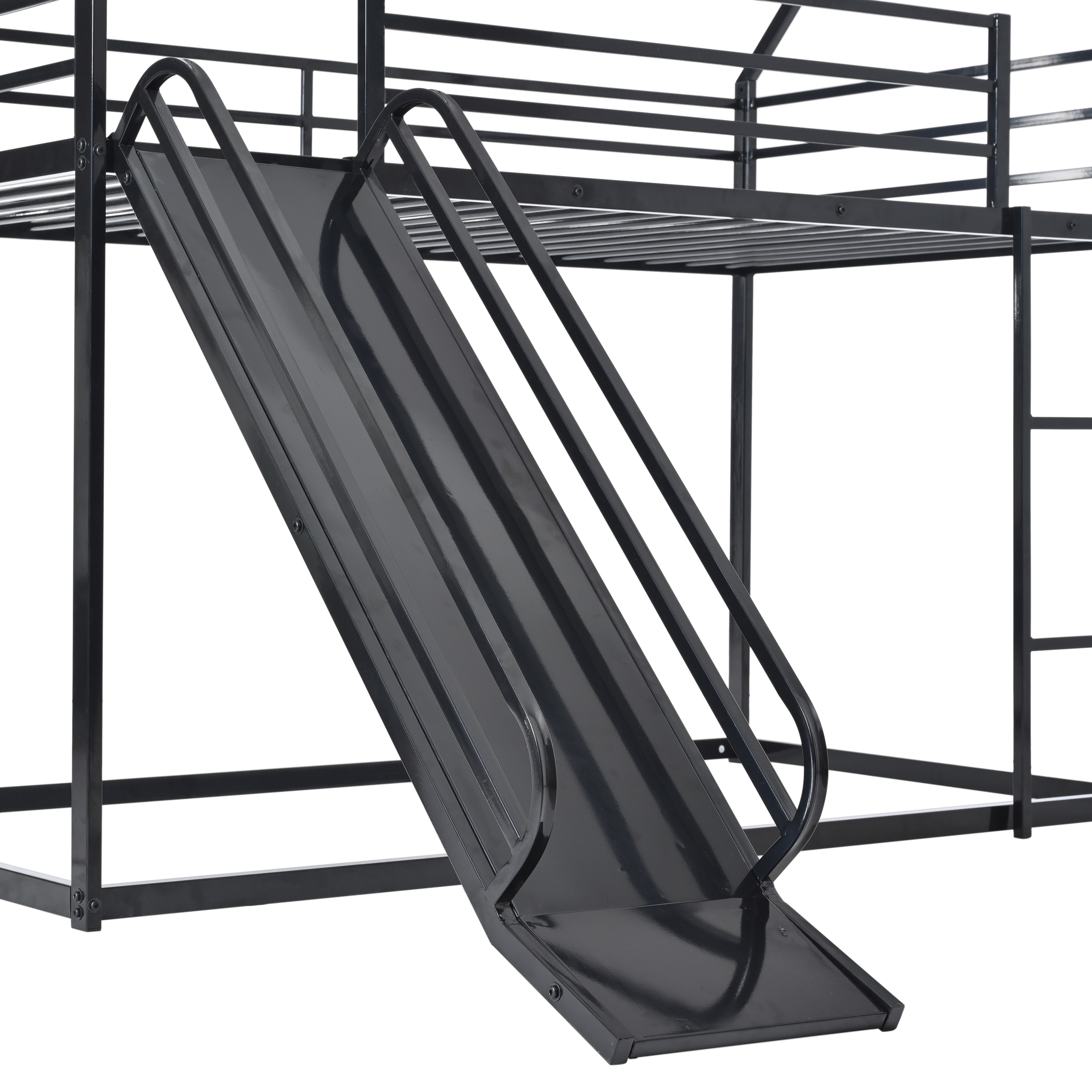 Twin Over Twin House Bed With Ladder And Slider, House Bed, Bunk Bed_voghion.com
